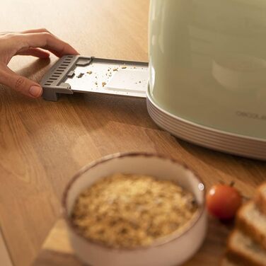 Тостер Cecotec Toast&Taste 800 Vintage Green, 850 Вт, 2 слоти, зелений, нержавіюча сталь, 3 функції
