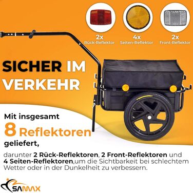 Причіп для велосипеда SAMAX 70 літрів / 60 кг, вантажний, з кріпленням, чорний