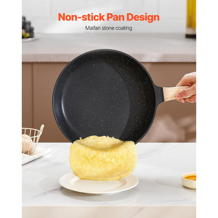 Набір каструль та сковорідок VEVOR з індукційним покриттям (17 предметів) з кришками з термостійкого скла, антипригарне покриття, для кухні, кемпінгу, приготування соусів та тушкування (чорний)