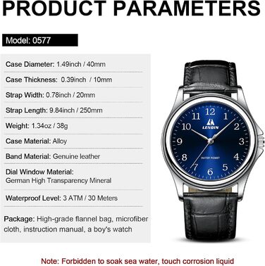 Годинник чоловічий LN LENQIN військовий водонепроникний з комфортними ремінцями, спортивний (Argent Bleu)