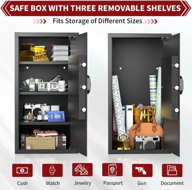 KABISAFE 45L: сейф для дому з електронним замком та ключем, для зберігання грошей, ліків та документів