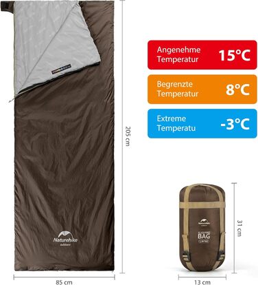 Naturehike Sleeping Bag - 7°C Warm Weather Sleeping Bag for Hiking, Backpacking & Camping - Lightweight, Youth & Adult