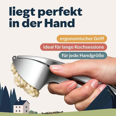 Преміум-прес для часнику Kjøk - з цинкової сплави, хром, професійний, для посудомийної машини, стильний, подарунок на День Матері, срібний