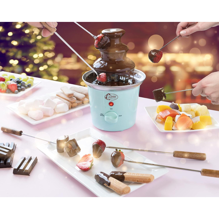 Шоколадний фонтан Bestron з 3 ярусами, 60 Вт, м'ятний колір, з функцією підігріву