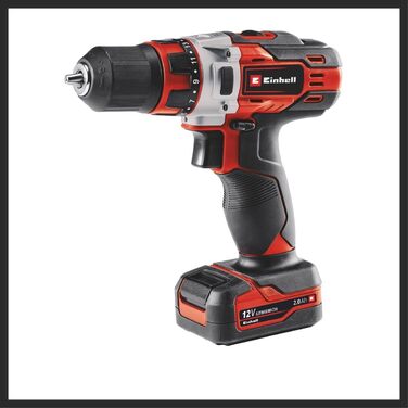Акумуляторний дриль-шуруповерт Einhell TE-CD 12/1 Li (Li-Ion, 12 В, 2 швидкості, LED, міцне металеве редуктор, зарядний пристрій + акумулятор 2.0 Ah)