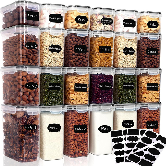 Набори контейнерів для зберігання Caliyo з кришкою, 24 шт. - герметичні контейнери для продуктів, кухонні бокси-органайзери, BPA Free