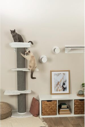 TRIXIE Cat Tree Acadia 160 cm in white/grey – multi-level cat tree with cosy lounging areas and wall mounting, comfortable & stable – 44073