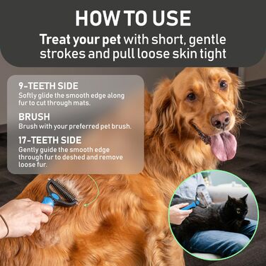 MaxPower Щітка для собак та котів Planet - для вичісування підшерстка, двостороння гребінка для довгошерстих тварин, рожева (блакитна, велика)