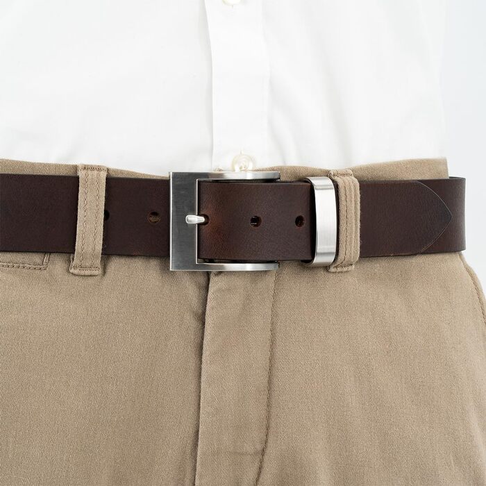 Чоловічий шкіряний ремінь Lindenmann, 40 мм, повноецінна шкіра, темно-коричневий, розмір 105 см, довжина 120 см