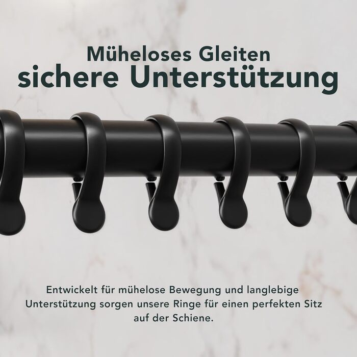 Штанга для душу Еріка L-подібної та U-подібної форми - 4-в-1 для ванни та душу - сталева з порошковим покриттям (чорна)
