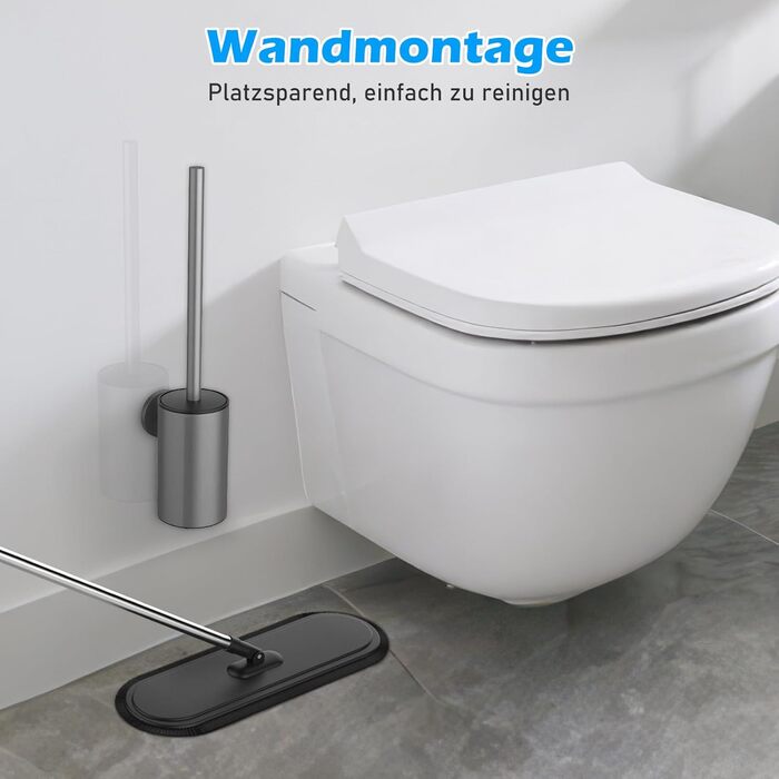 Набір для чищення унітазу з нержавіючої сталі 304, комплект з 2 насадками (круглі сірі)