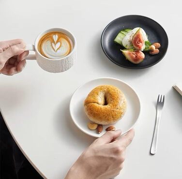 Набір з 4 чашок для еспресо Saumo з підблюдниками (кераміка, 175 мл, білий) – сучасний дизайн для дому, офісу та особливих випадків