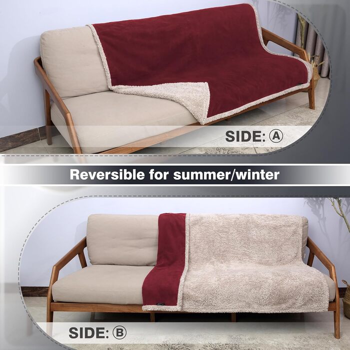 Водонепроникний плед для собак і котів, миючий, 150 x 120 см (L 203 x 152 см), бордовий/Туапе