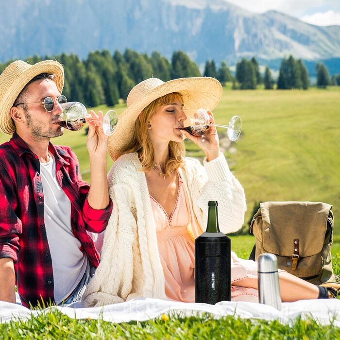 Охолоджувач для вина з кришкою, 750 мл, з нержавіючої сталі, для вина, шампанського, секту, для відпочинку на природі, подарунок для поціновувачів вина, білий (чорний райдужний)