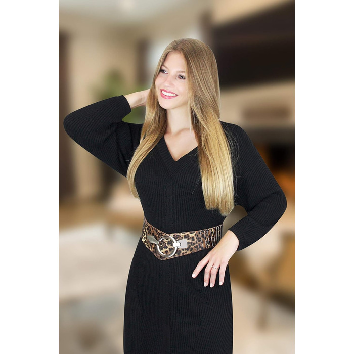 Жіночий еластичний пояс-гумка Vanessa & Melissa, ширина 6 см, срібна пряжка, чорний, 75 см (75-90 см талія)