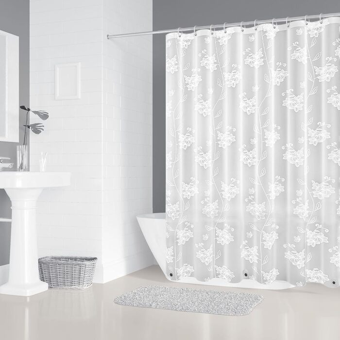 Штора для душу миюча Peva 300x200 см, біла в крапку, антигрибкова, прозора для ванної кімнати та душу