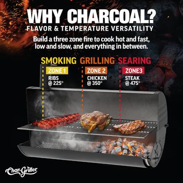 CHAR-GRILLER E2827 Pro Deluxe Charcoal Grill, black
