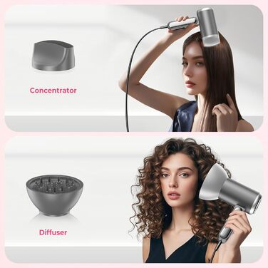 Набір для укладки волосся 6 в 1 Atopskins: фен-щітка, плойка, іонізація, 1000W (сірий)