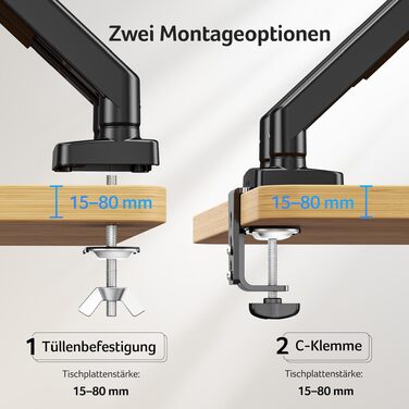 Кронштейн для двох моніторів Acer Dual-Monitor Arm, газліфт для екранів 17-32 дюймів, навантаження 2-9 кг, VESA 75/100 мм, з кабельний-менеджментом