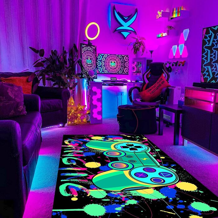3D килим HOLAVIDA Vortex Illusion, люмінесцентний, чорний світло-UV, антиковзний, світиться у темряві, для дитячої кімнати, 180x120 см, стиль 5