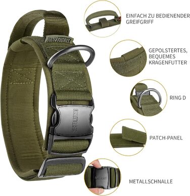 Нашийник для собак OneTigris Ranger з металевою застібкою, зелений, розмір M