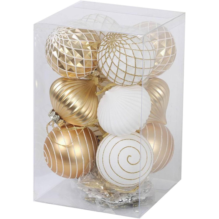 Набір новорічних прикрас SLEETLY 28 шт. Біле золото: кулі, льодинки, сніжинки для ялинки