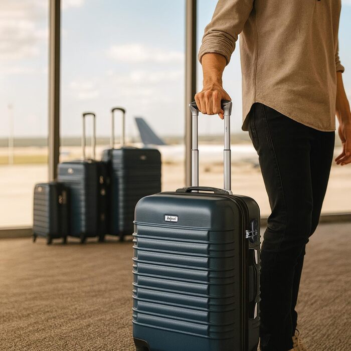 Набір валіз Zelsius 4 шт. Рожевий | ABS, з кодовим замком, 4 колеса, перегородка | Ручна валіза, набір валіз, тріумф, велика валіза (зелений)