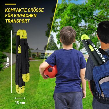 Ворота для футболу Dunlop - складані, чорно-жовті, 2 шт. (99 см) - для дитячих ігор та тренувань у саду та приміщенні