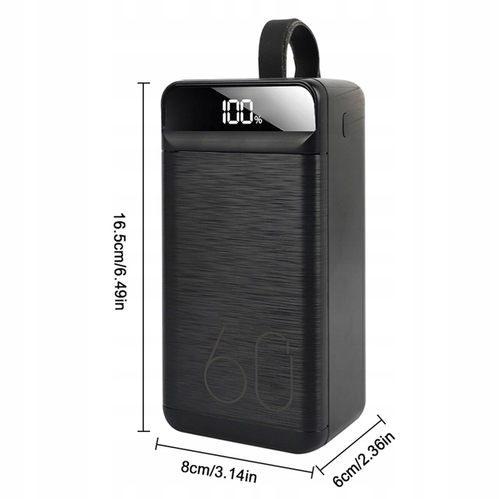 Повербанк 60000 mAh з 3 USB-портами та LED-індикатором для зарядки телефону