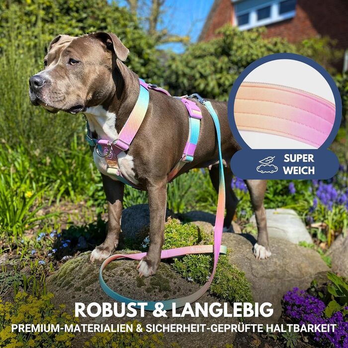 Шлейка для собак Spark Paws No Pull для великих порід, регульована, з фронтальною застібкою, Y-подібна, міцна, розмір L (36-68 кг), колір Пастельний Лавандовий