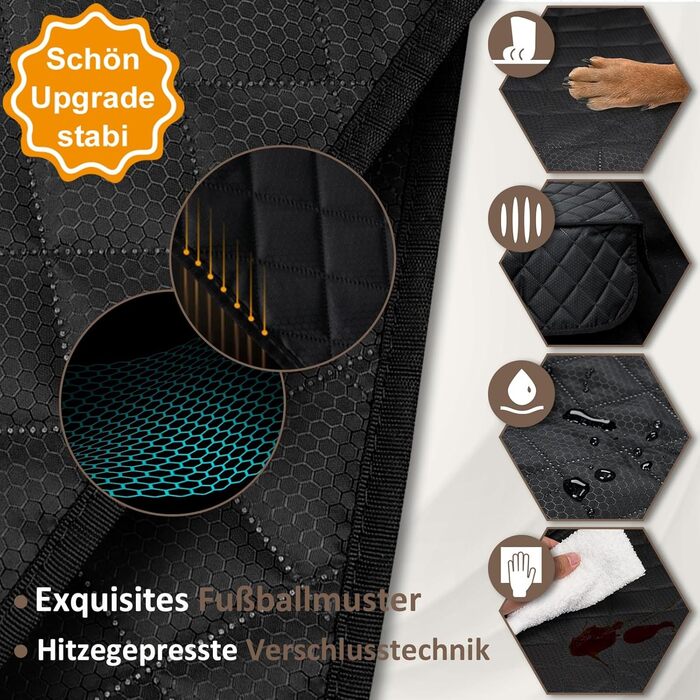 Захист для заднього сидіння автомобіля Angooni для собак - водовідштовхувальний, антиковзний, стійкий до подряпин (135x120 см), сумісний з автокріслом Isofix