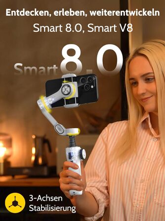 Стабілізатор гіроскоп AOCCHUAN Smart V8 з 7.8-дюймовою штангою, AI-трекінг, OLED-дисплей, кнопка зйомки (Чорний)