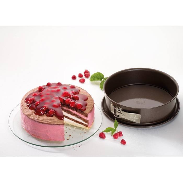 Dr. Oetker Springform Ø 24 cm, cake pan from the Back-Edition series with enamel serving base, round steel cake pan with non-stick coating (color: brown), quantity: 1 piece