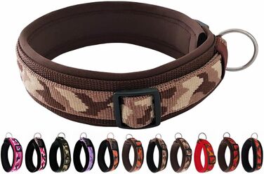 Нашийник для собак BUDDYPACK широка та м'яка накладка з неопрену, всі розміри, кольоровий (XS/S (35-40 см), коричнево-кремовий)