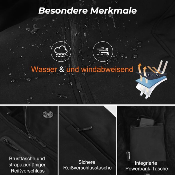 Обогреваемый жилет Smartes с управлением через APP | 8-зонный обогреватель для лыж и кемпинга | Аккумулятор 20000mAh 7.4V | 3 температурных режима | Ветро- и водонепроницаемый | Можно стирать в машинке, мужской/женский жилет L