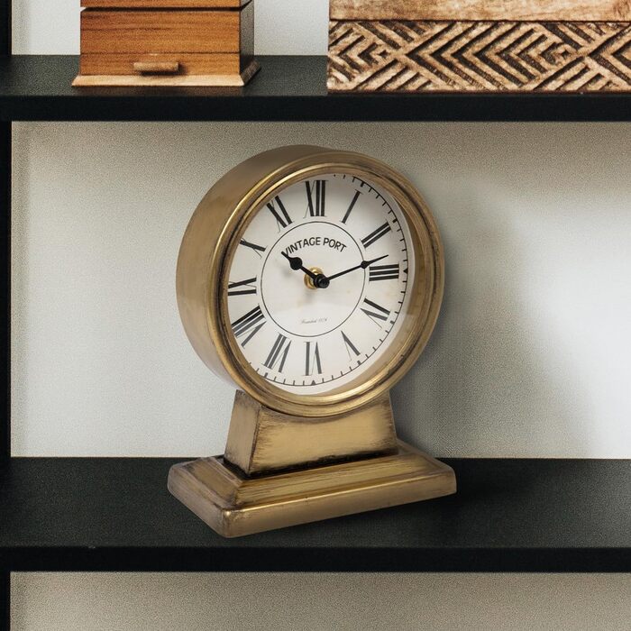 Creative Co-op Metal Mantel Clock, Gold Finish