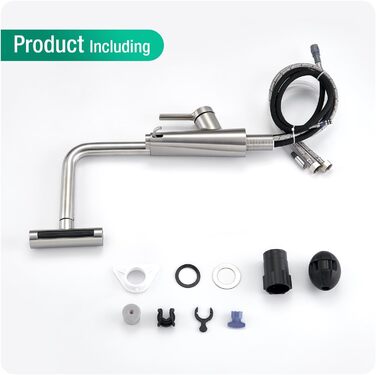 Змішувач для кухні CREA Wasserfall з висувною лійкою, нержавіюча сталь, з дозатором мила, поворотний на 360°, 4 режими струменя, водоспадний ефект