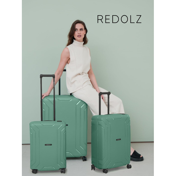 Набір валіз REDOLZ Hartschalen 3-в-1 з поліпропілену | 3-точкова застібка, TSA-замок, 4 колеса | для жінок та чоловіків (Essentials 15) (Морська хвиля, валіза M (65 см))