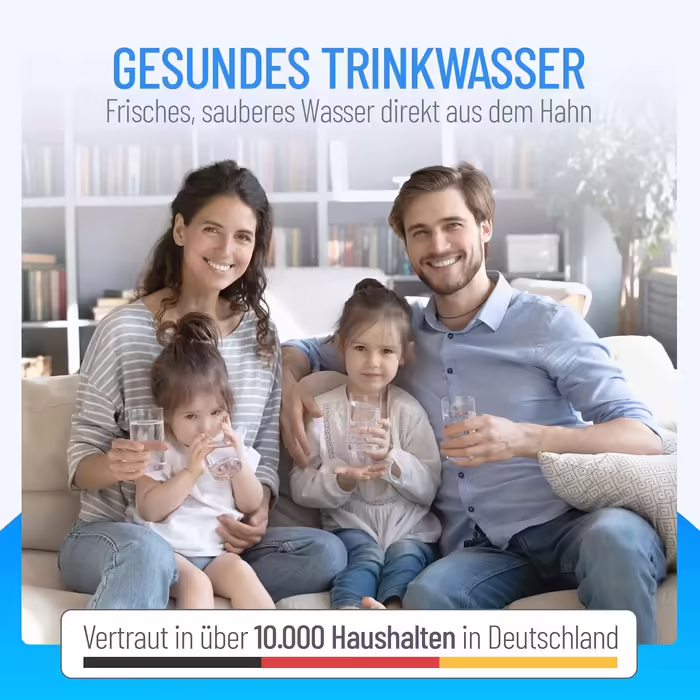 Premium Under-Sink Water Filter, 8 Liters/Minute, Removes 100 Contaminants, High Capacity, No Separate Faucet Needed, Sustainable Design, Made in Germany