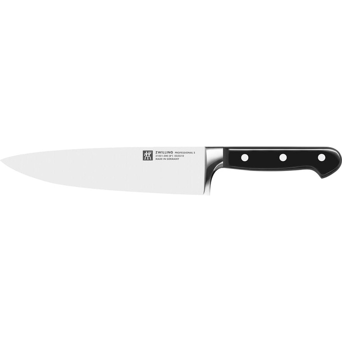 Набір ножів ZWILLING Professional S 8 предметів з дерев'яним блоком, Ніж, Точилка, Ножиці, Нержавіюча сталь, Ручки з нержавіючої сталі з заклепками, Чорний, Зроблено в Німеччині