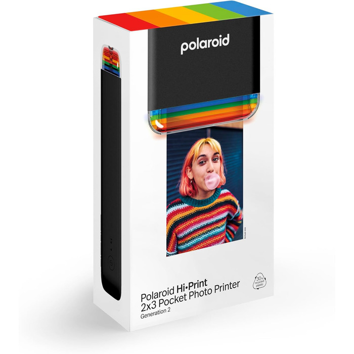 Polaroid Hi-Print 2-ге покоління - Bluetooth-принтер для фотографій 2x3 дюймів (Dye-Sub) - Чорний (тільки принтер)