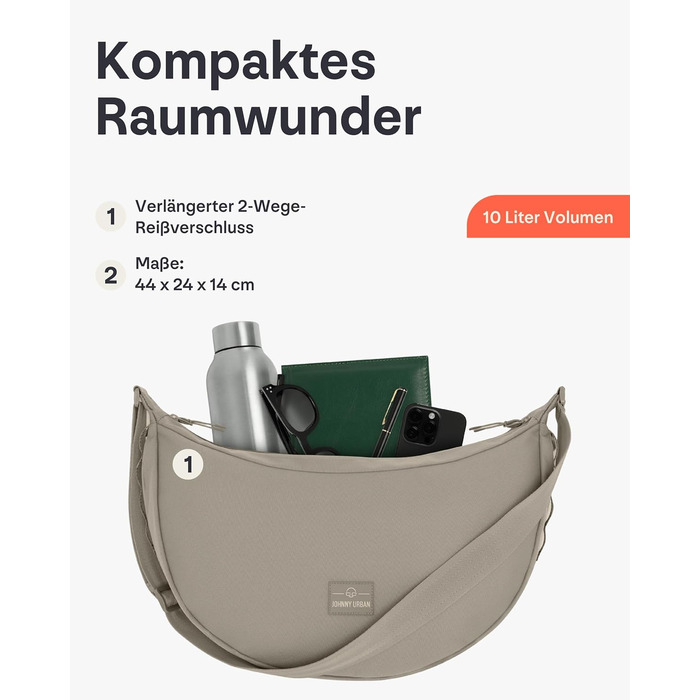 Сумка через плече Johnny Urban Ally Medium Desert Grey 10л - Унісекс, Місячна форма, Водовідштовхувальна