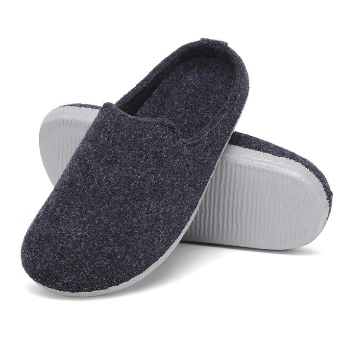 Тапочки халатні Mishansha з фетру зимові, зручні для жінок та чоловіків, розмір 36-48 (37 EU), глибокий чорний колір