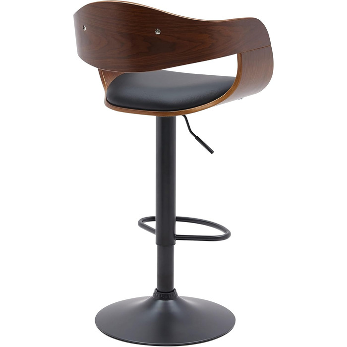 Kingston Adjustable Bar Stool with Premium Faux Leather Cushion - Walnut/Black