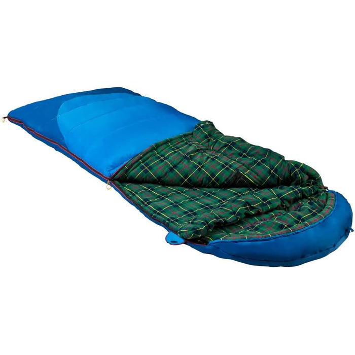 Спальний мішок Alexika Tundra Plus - теплий, зручний, прямокутний, 3-сезонний для дорослих та сімей, для кемпінгу та відпочинку на природі при низьких температурах (-2°C), з компресійним мішком, ліворуч