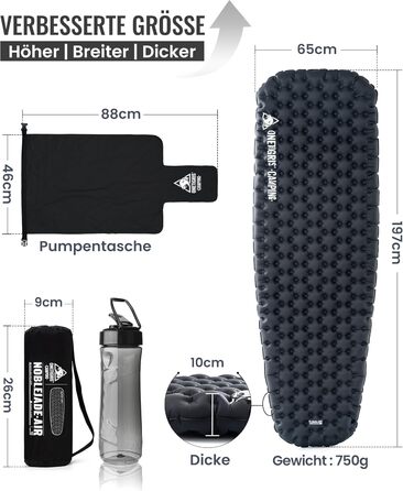 Каремат надувний OneTigris NOBLEJADE 10 см для кемпінгу, туризму, автомобіля (R-7.3) з помпою