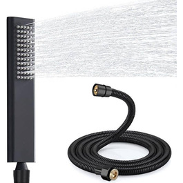 Delnet Classic High-Pressure Shower Head, Chrome, Traditional Telephone Style, Handheld Shower and 1.5m Hose (Modern, Black)
