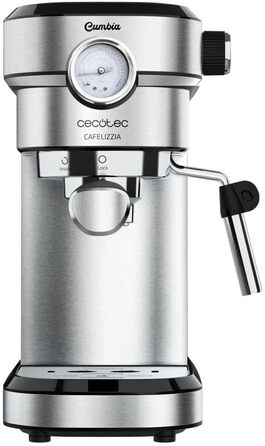 Cecotec Espressomaschine Espresso and Cappuccino Cafelizzia 790 Steel Pro. 1350W, Pressure Gauge, Thermoblock System, 20 Bar Pressure, Automatic Mode for 1-2 coffees, Swivel Steam Wand, 1.2L, Stainless Steel