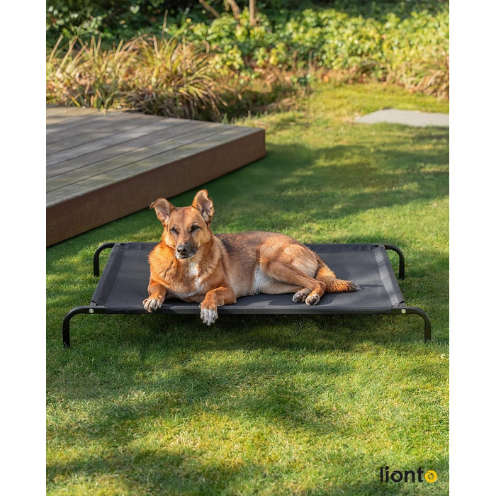 Dog bed made of Textilene fabric, (L) 100 x 76 cm, Black