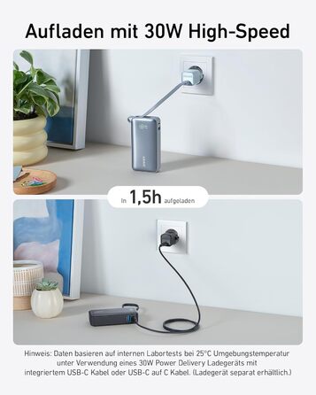 Powerbank Anker Nano 10000mAh з USB-C кабелем, 30W PD, 1xUSB-C, 1xUSB-A, для iPhone, MacBook, Galaxy, iPad, AirPods